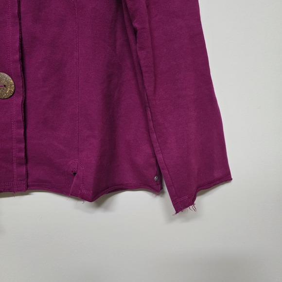 Neon Buddha Jacket Wooden Button Artisan Sz XL Artsy Lagenlook Craftcore Magenta - Picture 2 of 7